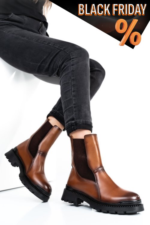 Barna természetes bőr bakancs 4s7h21