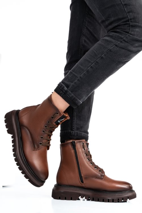 Barna természetes bőr bakancs 3s7h74