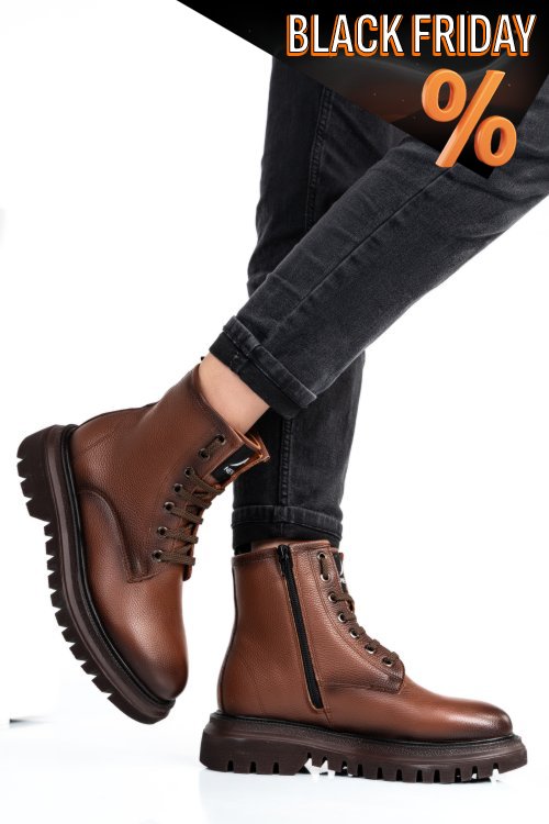 Barna természetes bőr bakancs 3s7h74