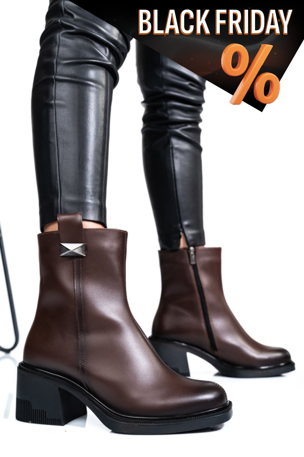 Barna természetes bőr bakancs 4s7h27