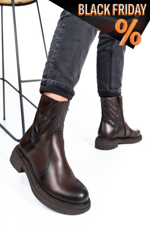 Barna természetes bőr bakancs 4s7h24