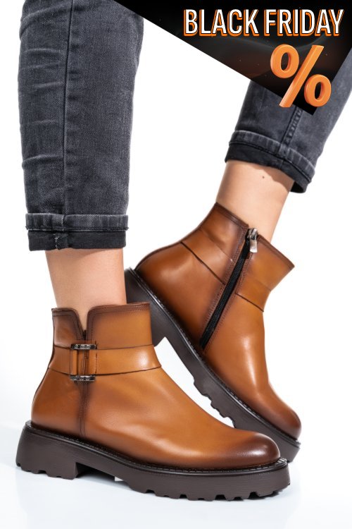 Barna természetes bőr bakancs 4s7h34