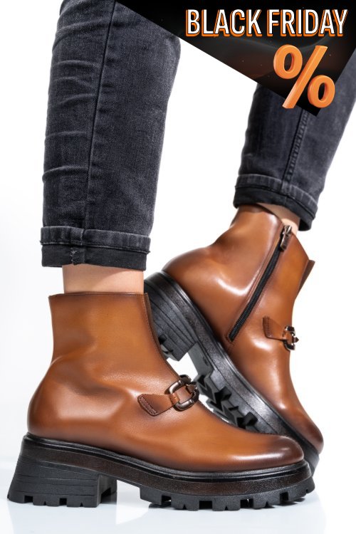 Barna természetes bőr bakancs 4s7h29