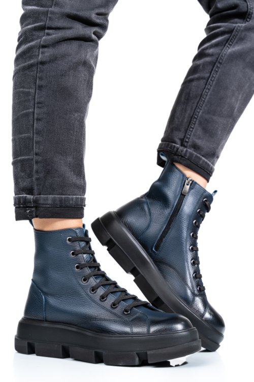 Kék természetes bőr bakancs 4s7h28