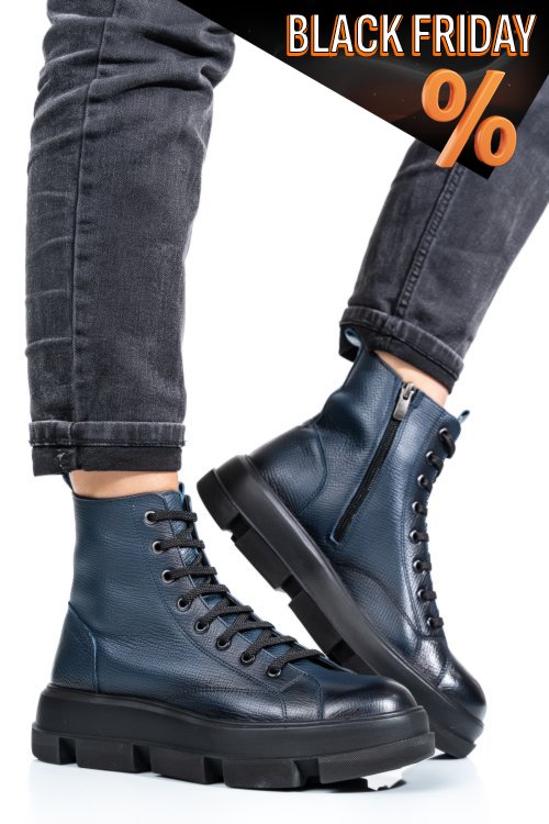 Kék természetes bőr bakancs 4s7h28