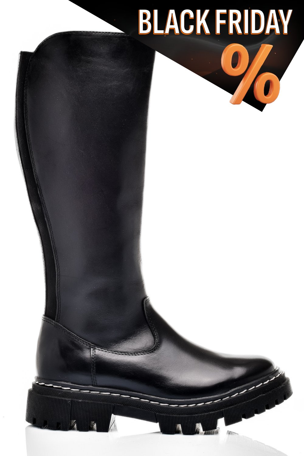 Fekete természetes bőr csizma bs7hb06-3207