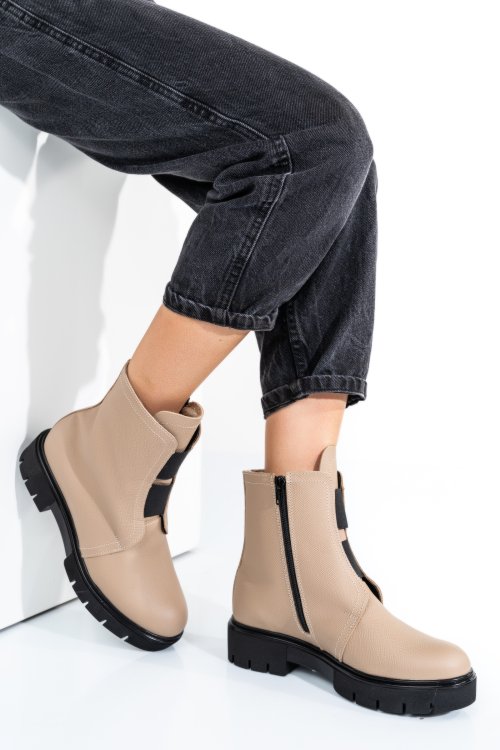 Bézs természetes bőr bakancs 1s7h70