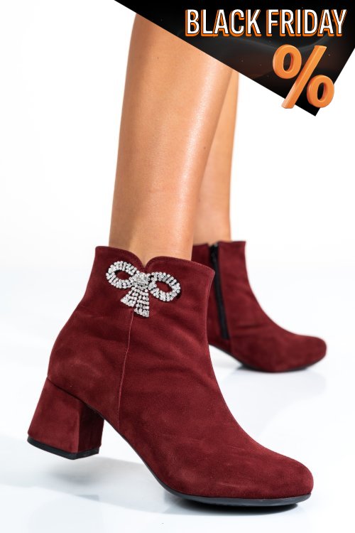 Bordó természetes bőr bokacsizma 7s7h33