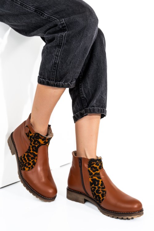 Barna természetes bőr bakancs 0s7h5