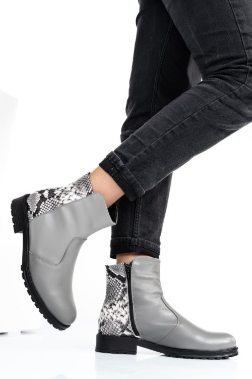 Szürke természetes bőr bakancs 0s7h2lib-b