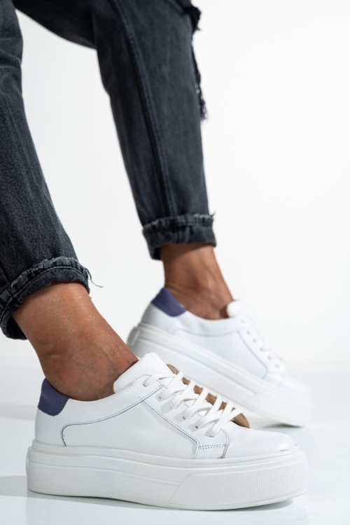 Fehér természetes bőr sport cipők 3s7h001