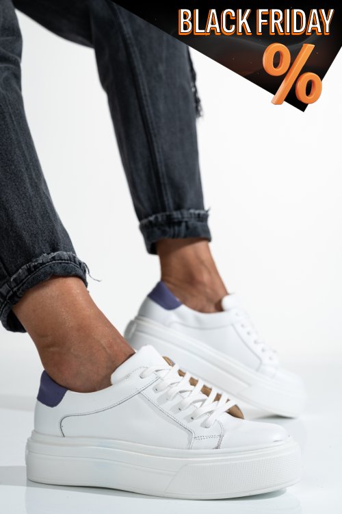 Fehér természetes bőr sport cipők 3s7h001